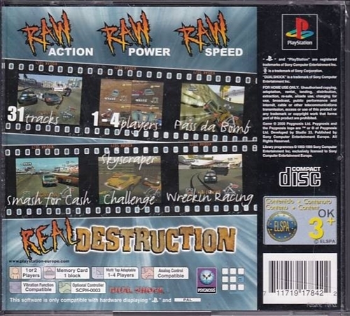 Destruction Derby Raw - PS1 (B Grade) (Genbrug)